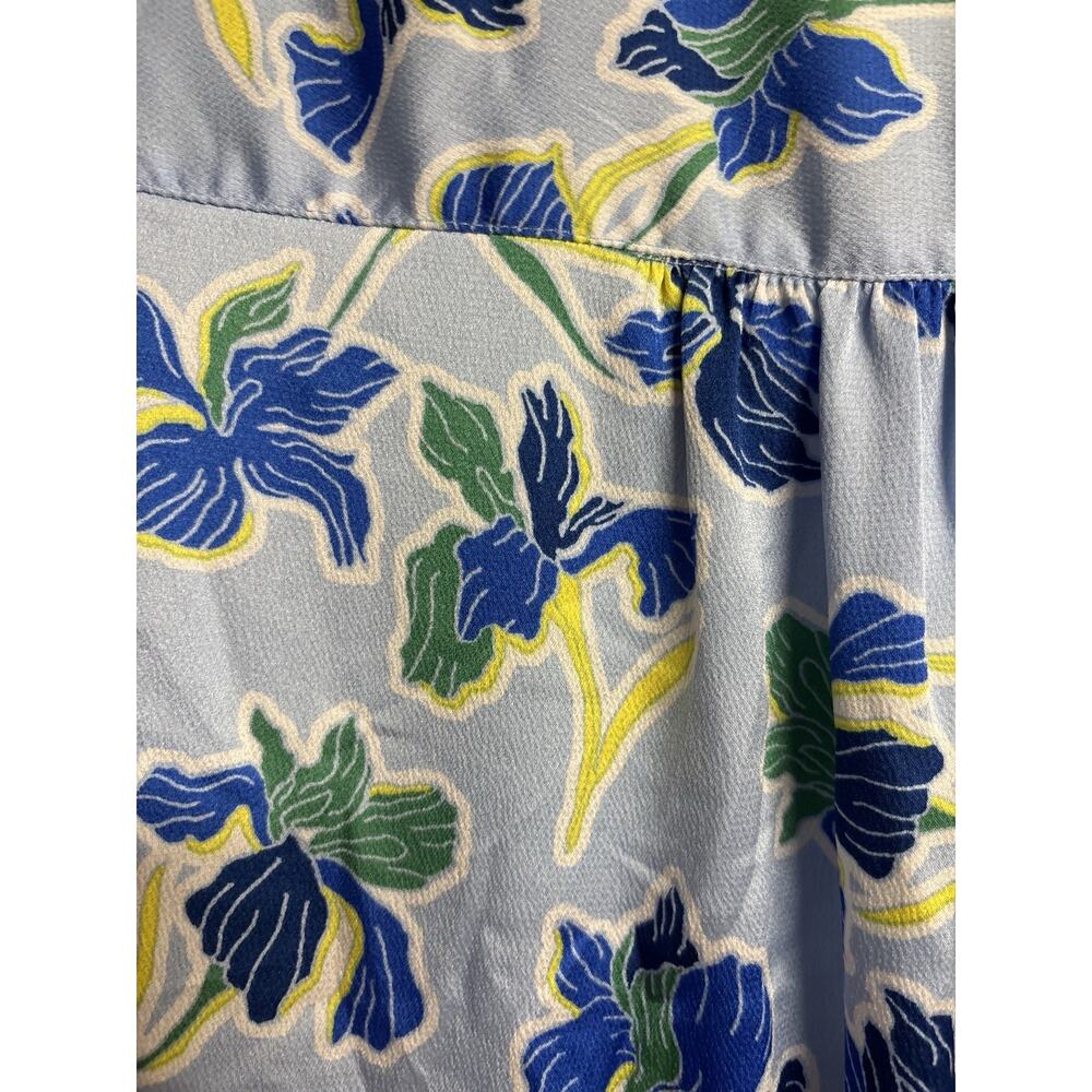 Banana Republic Dress Womens Size 8 Blue Floral Fit Flare Sleeveless V-Neck EUC - Picture 5 of 7